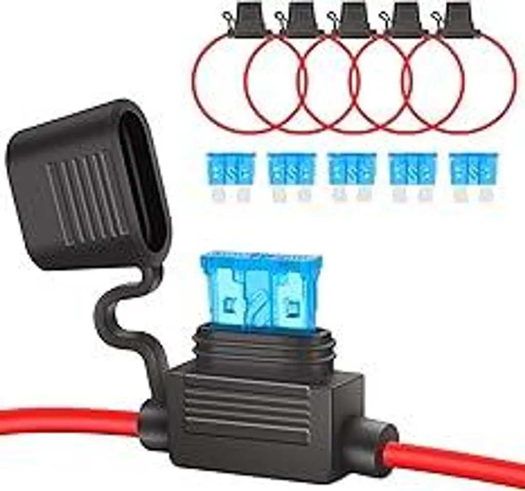 Portafusibili JatilEr per autoveicoli 16AWG 5 pezzi, portafusibili per autoveicoli cavo in rame, portafusibili per autoveicoli con fusibili da 15A per auto/camion/moto/barca
