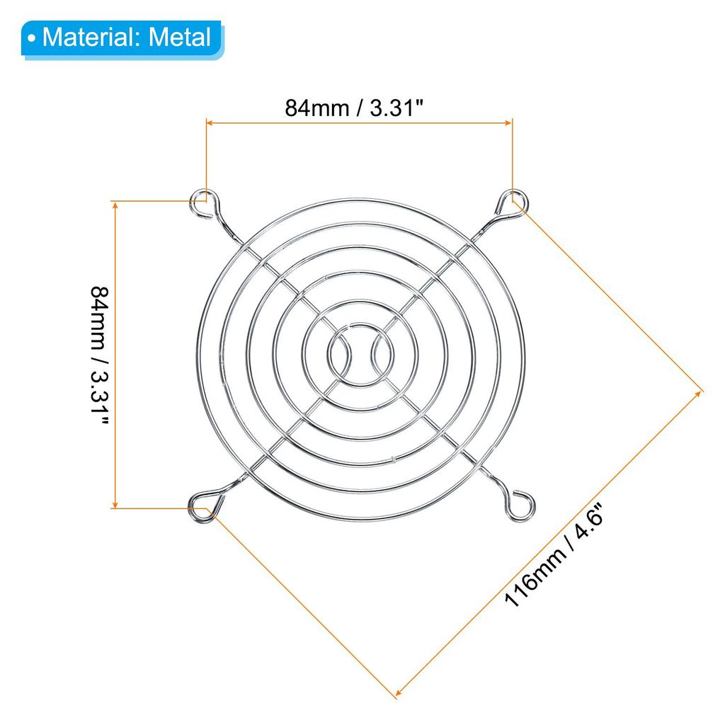 8 Packung Metallgrillschutz 92mm mit Schraube fš¹r Lš¹fter Schutzabdeckung Silber
