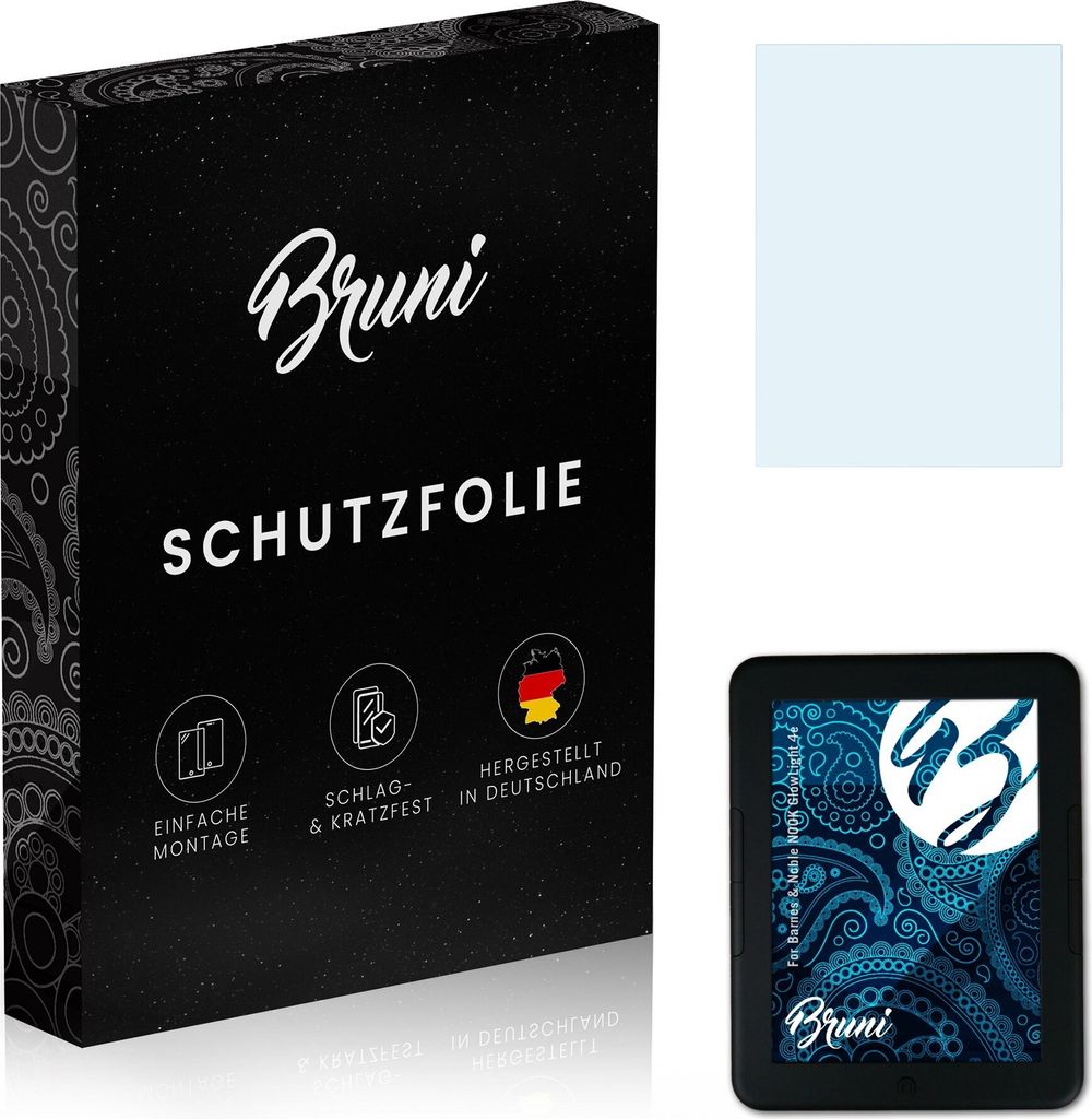 Bruni Basics-Clear 2x Schutzfolie kompatibel mit Barnes & Noble NOOK GlowLight 4e Folie