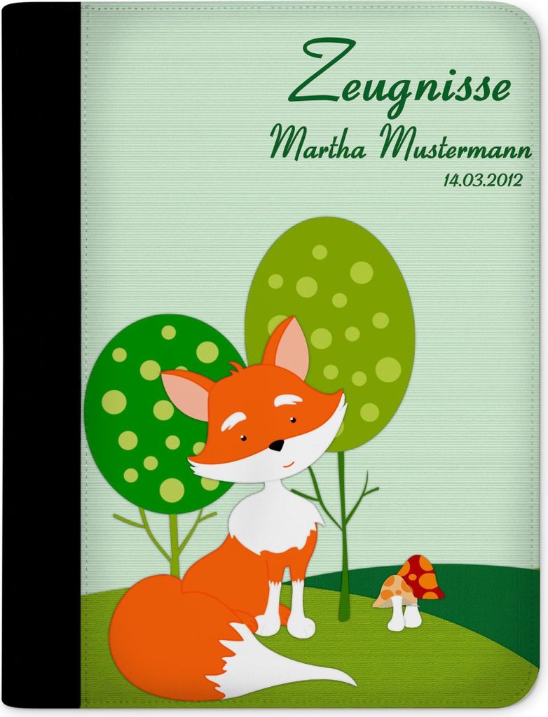 Zeugnismappe, Dokumentenmappe, Ordner A4, Fuchs mit Klarsichthüllen