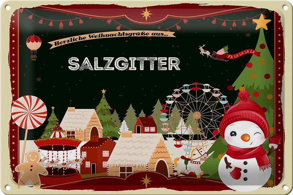 Blechschild Weihnachten Grüße SALZGITTER 30x20cm