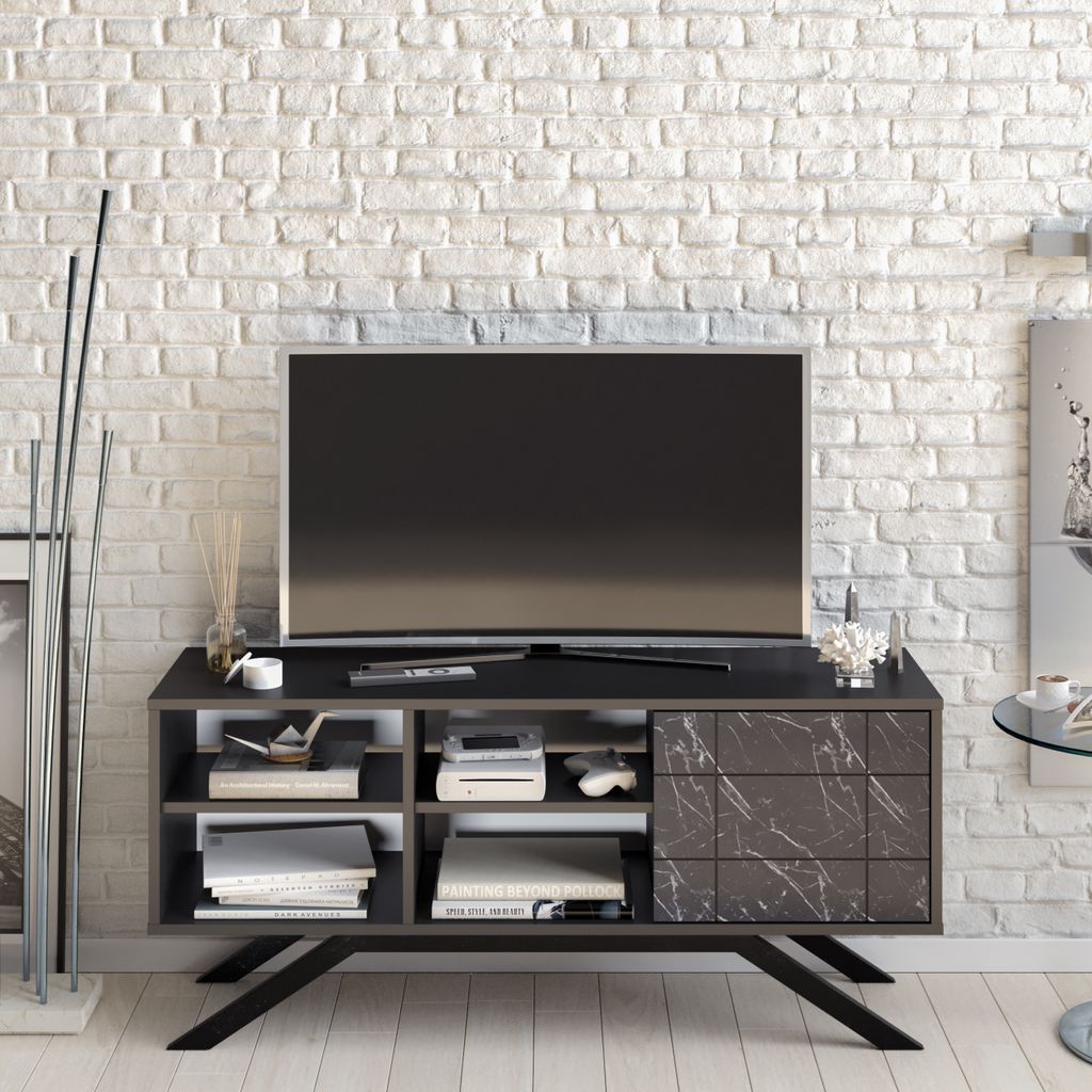 Decorotika North TV-Ständer für TVs bis zu 58" Schwarz & Bendir