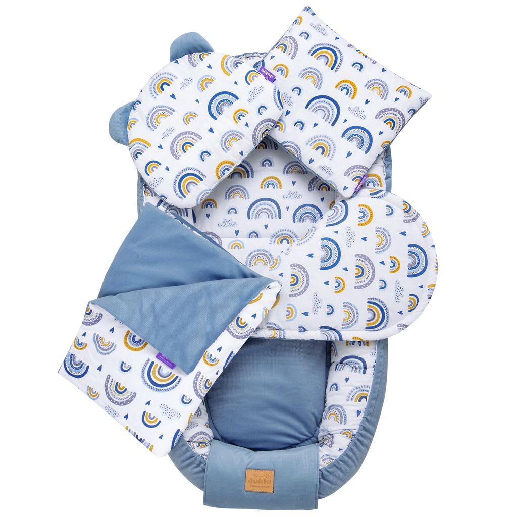 Baby Nestchen Baby Nest Kuschelnest Set Kissen Kopfkissen Decke Matratze 5 tlg 