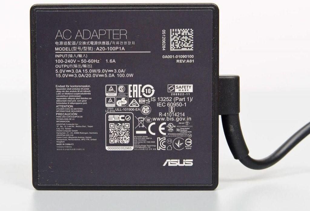 ASUS 0A001-01090100, Laptop, Drinnen, 100 - 240 V, 50 - 60 Hz, 100 W, 5, 9 , 15 , 20 V