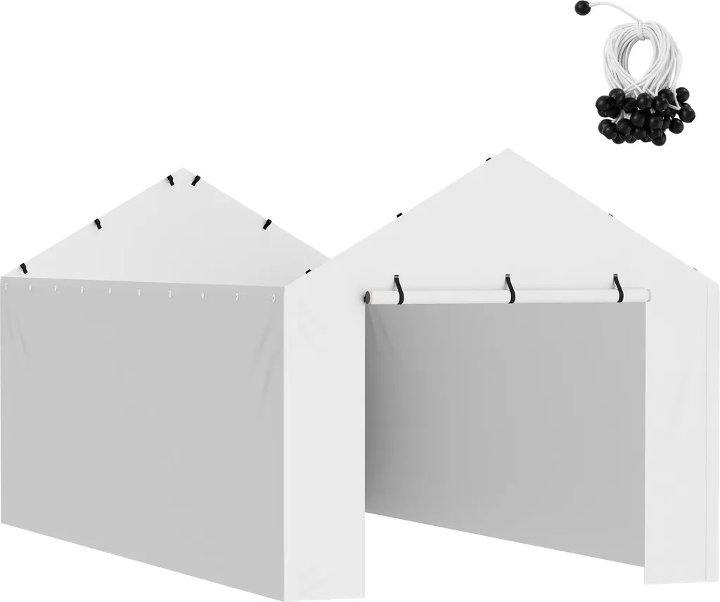 Bâche Latérale pour Tente de Garage 3x6m - Toile de Carport Blanche UV