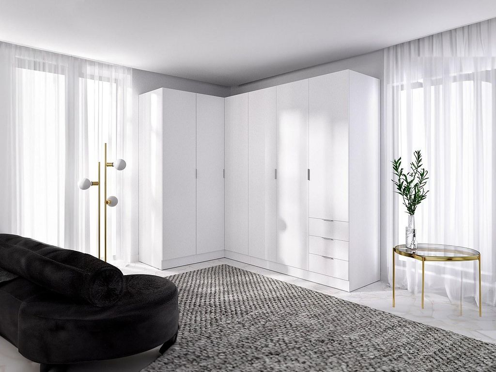 Vente-unique LISTOWEL, Weiß, Garderobe, 10 Regale, 6 Tür(en), Weiß, Partikelbord