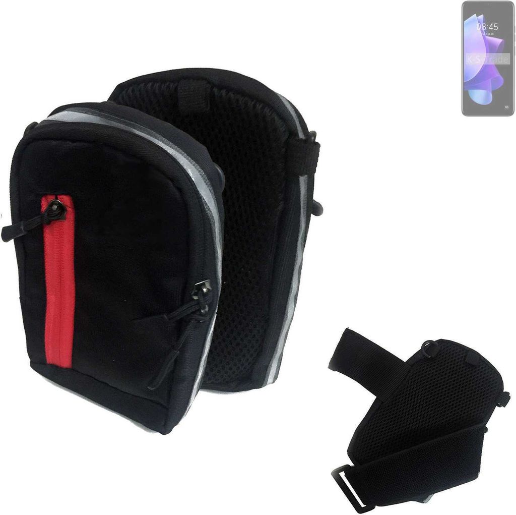 K-S-Trade Outdoor Gürteltasche Holster Umhängetasche kompatibel mit Tecno Pop 7 schwarz Handy Tasche Case travelbag Schutz Hülle Handy Hülle