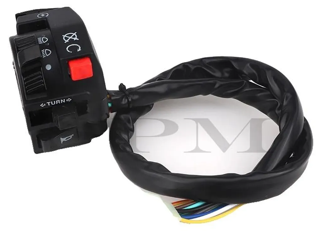 Commutateur moto universel 5 fonctions guidon 22mm - Noir ABS robuste
