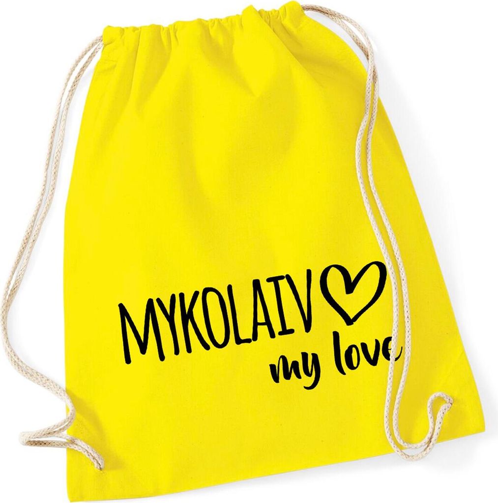 Huuraa Turnbeutel Mykolaiv my love 12 Liter Yellow Baumwolle Rucksack Geschenkidee