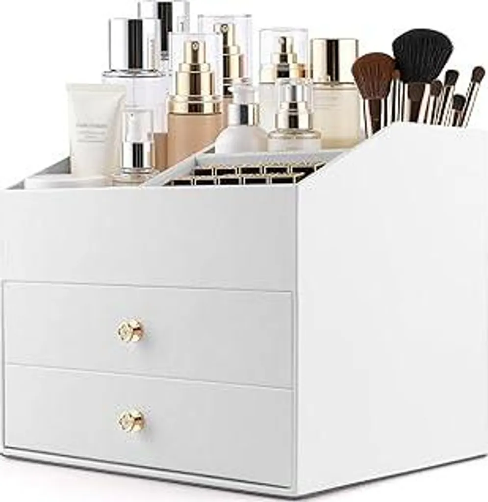Organizer Trucchi Homeanda 2 Cassetti Bianco Pelle | Must-Have Vanity