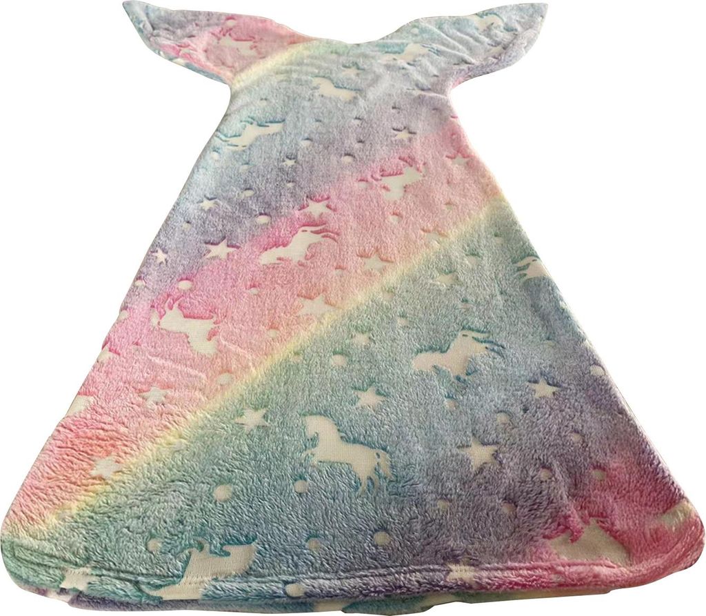 Meerjungfrauenschwanzdecke, im Dunkeln leuchtende Schlafdecke, Plüsch-Überwurfdecke, Schlafsack für Kinder, Sofa, Couch, Bett