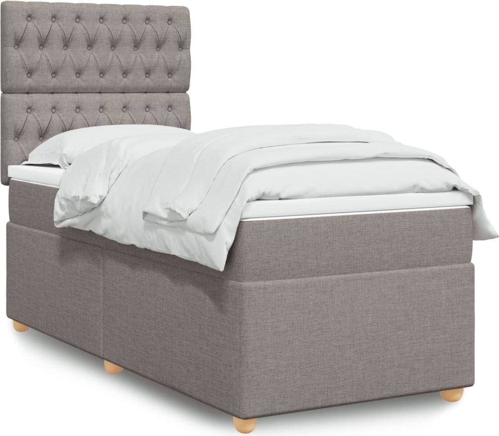 Möbel Boxspringbett mit Matratze Taupe 100x200 cm Stoff - Bettrahmen 3293502