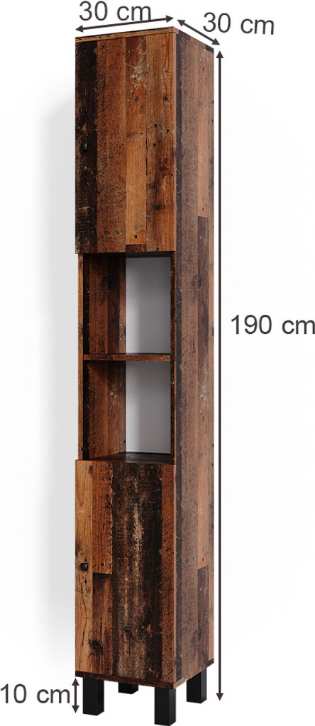 Vicco Badschrank Fynn, 30 x 190 cm, Eiche rustikal Produktbild 3