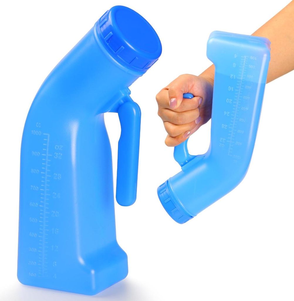 Urinflasche - tragbares Urinal für Männer - 1L Plastikflasche mit Schraubverschluss für Reisen und Camping - Notfälle - Urinflasche