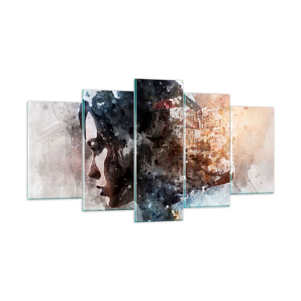 Bilder auf glas - Frau Abstraktion - 160x85cm - Glasbilder - Wandbilder - Kunstdruck - zum Aufhängen bereit - Wanddekoration aus Glas - Glas Bilde...