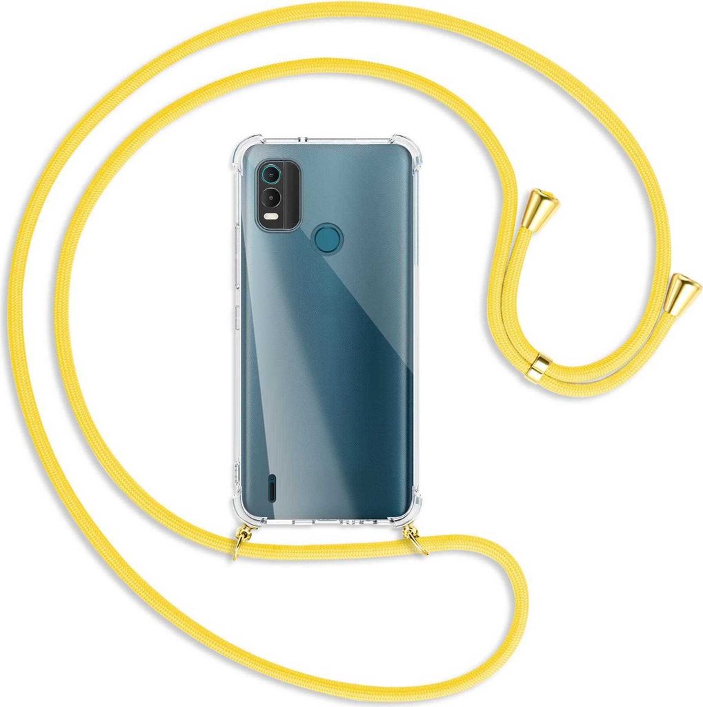 Handykette Backcover-Schutzhülle mit Band (Metall goldfarben) für Nokia C21 Plus (6.52'') - gelb