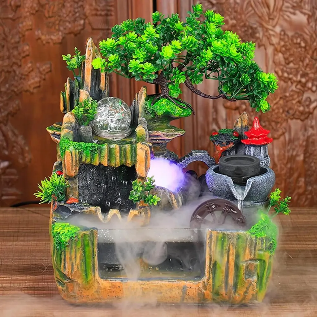 Fontaine de table décorative avec boule de verre et éclairage LED doux - 3