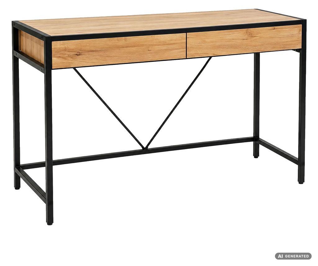 Schreibtisch LOFT PURE Craft Eiche 124 cm 2 Schubladen Produktbild 