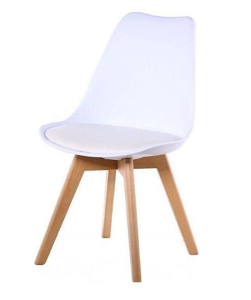 Esstühle, Kunststoff weiß / Leder weiß / Massiv Buche - CT -752 WT Action