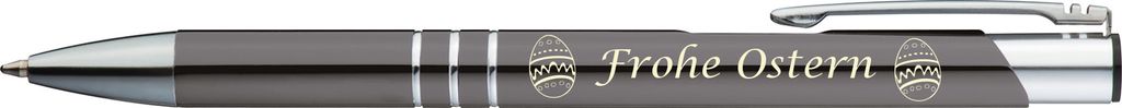 10 Kugelschreiber mit Gravur "Frohe Ostern" / aus Metall / Farbe: anthrazit