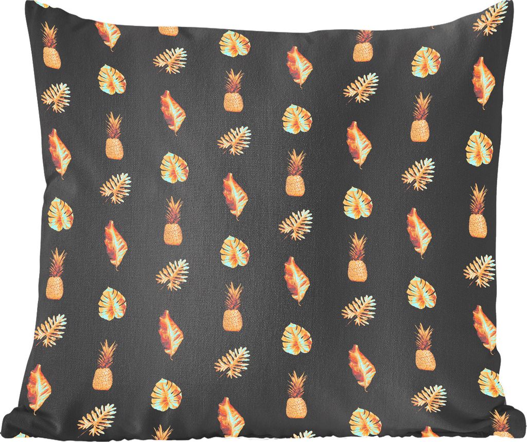 MuchoWow Zierkissen Sofakissen Wohnzimmer Dekokissen 40x40 cm Blätter - Gold - Muster - Foto Kissen - Schlafzimmer Dekoration