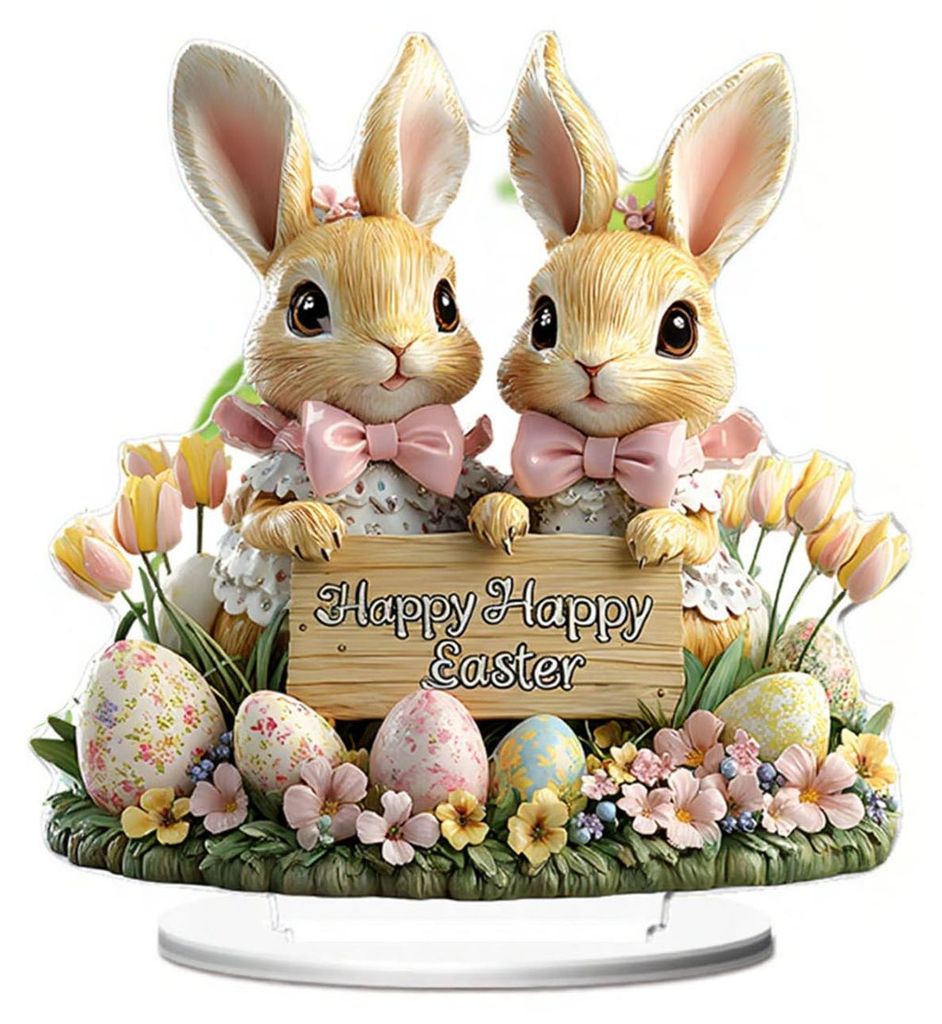 Osterhase 2D Acryl-Ornament Eier Hasen Tischschild Zuhause Wohnzimmer Feiertag Party Tischdekoration Tier