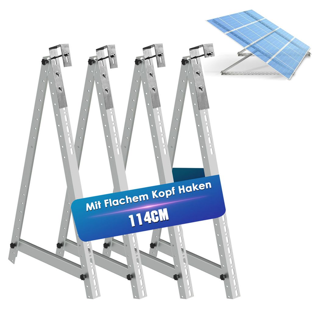 Balkonkraftwerk Halterung Geländer, Fassade und Flachdach Befestigung für 2 Solarmodule Halterung Set verstellbar Winkel 0-90°, Silber