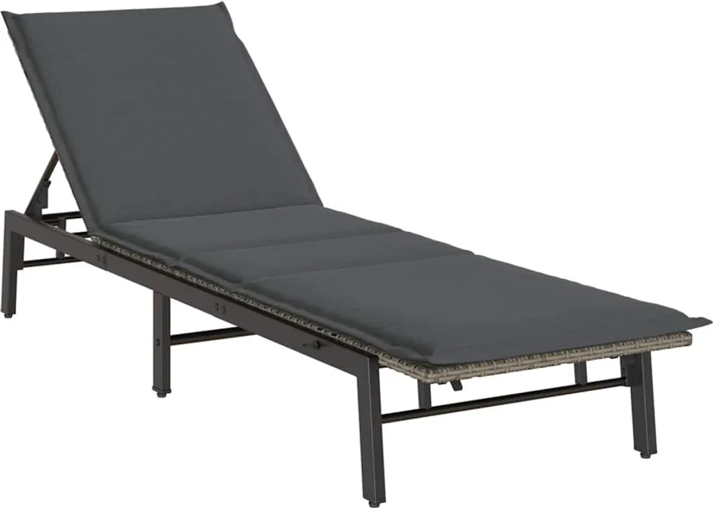 vidaXL Lettino con cuscino in polirattan grigio | Arredo Giardino Top