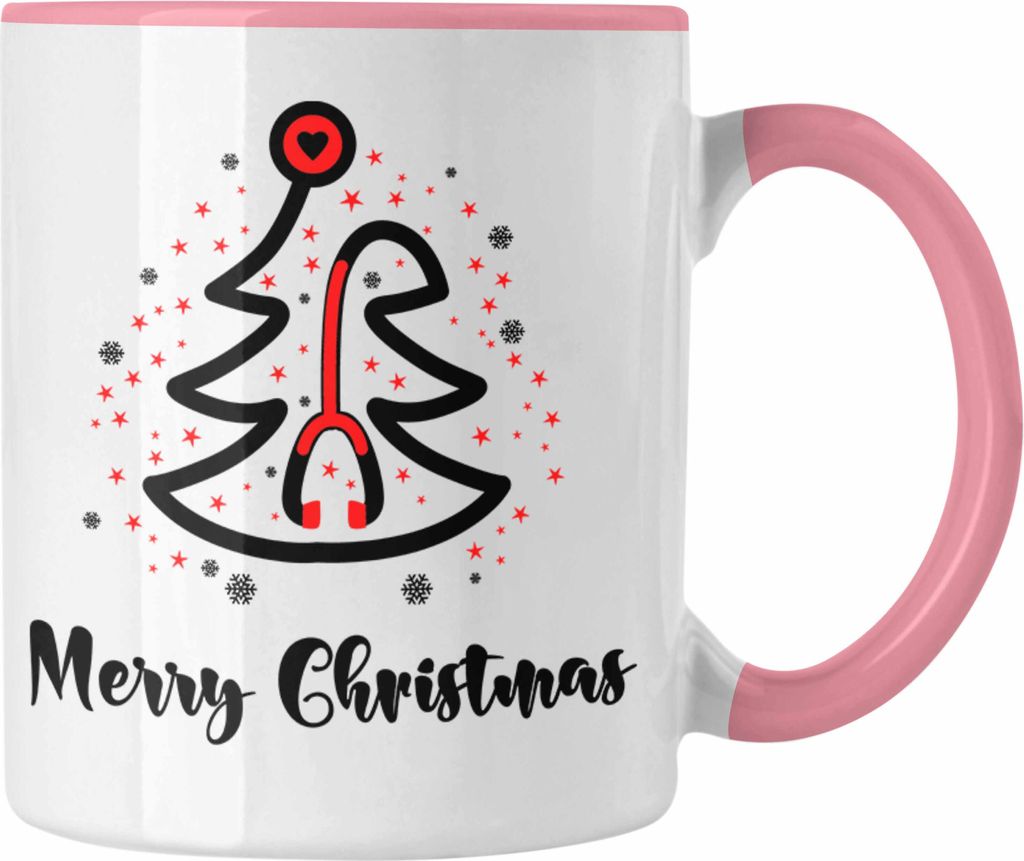 Trendation - Krankenschwester Tasse Geschenk Spritze Geschenk Krankenschwestern Kaffeetasse Arzt Ärtzin Arzthelferin Weihnachten Merry Christmas (...