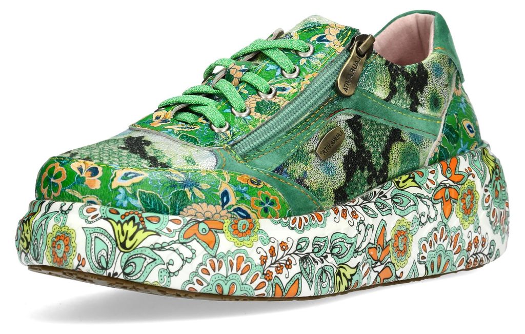 Laura Vita Damen Sneaker Plateau Pailletten Floral SODAO 51, Größe:39 EU, Farbe:Mehrfarbig