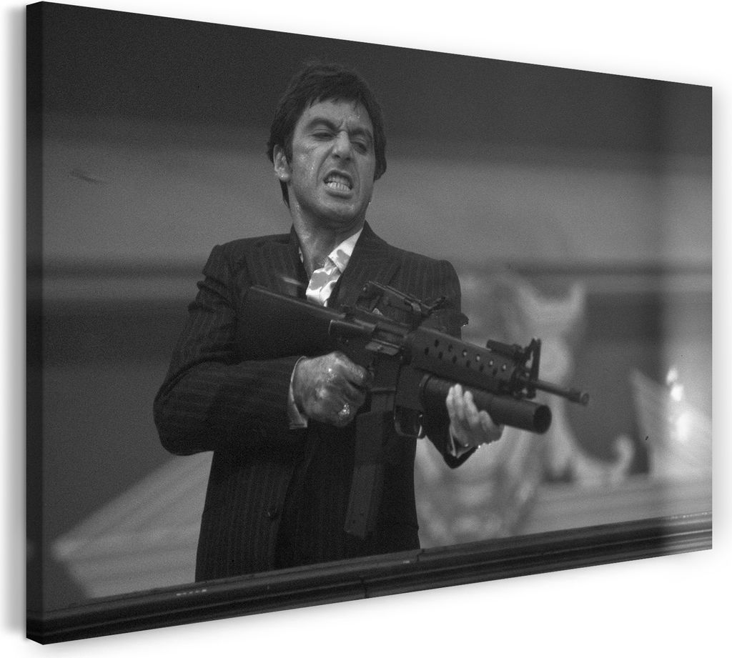 Leinwandbild (60x40cm): Wandbild Scarface Tony Montana, echter Holz-Keilrahmen inkl. Aufhänger, handgefertigt in Deutschland