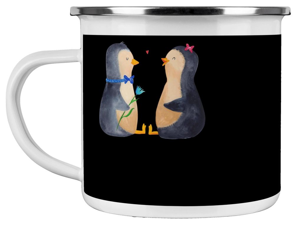 Mr. & Mrs. Panda Teetasse 12 Hochzeitstag Nickelhochzeit - Schwarz - Geschenk, Teebecher, Heirat, Emaille Tasse, Pott, Geschenke, handgefertigte, 1...