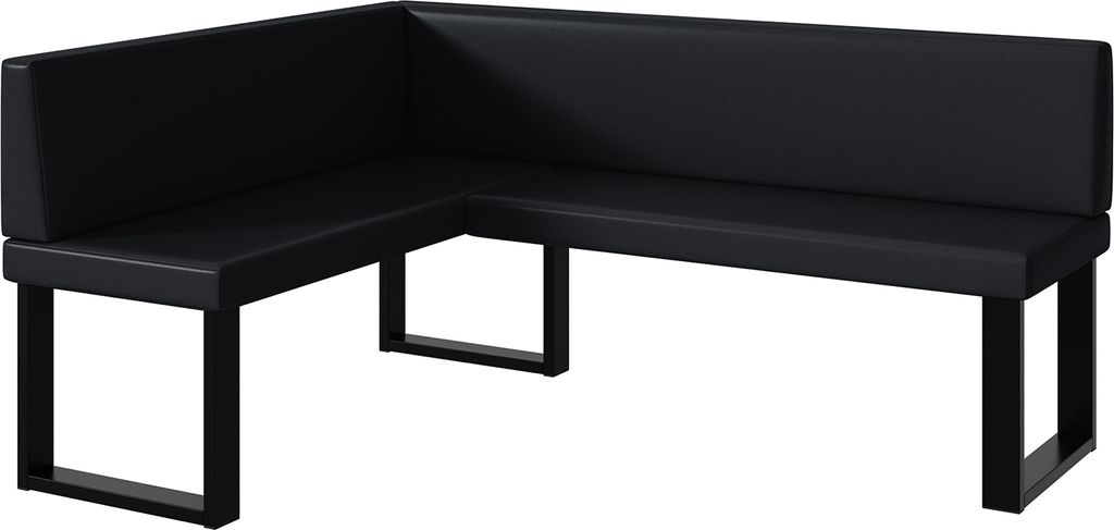 MEBLINI Eckbank für Esszimmer - Küchenbank - Essecke - Sitzecke Küche - TONI - U-Beine 128x168x87cm Links - Schwarz Kunstleder