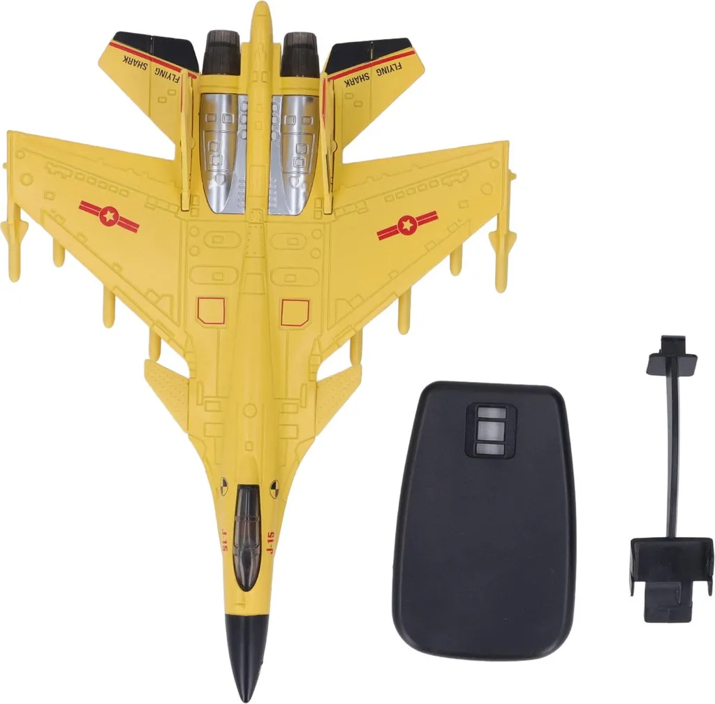Modellino Aereo Caccia Giallo in Lega con Suoni e Carrello Retrattile