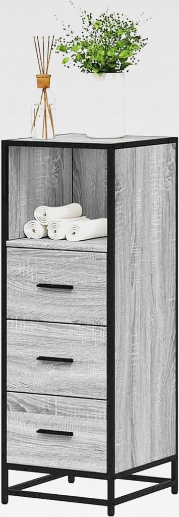 Badschrank Grau Sonoma 35x37,5x100 cm Holzwerkstoff, Badezimmerschrank Hängeschrank Aufbewahrungsschrank für Make-up Hygieneartikel849252