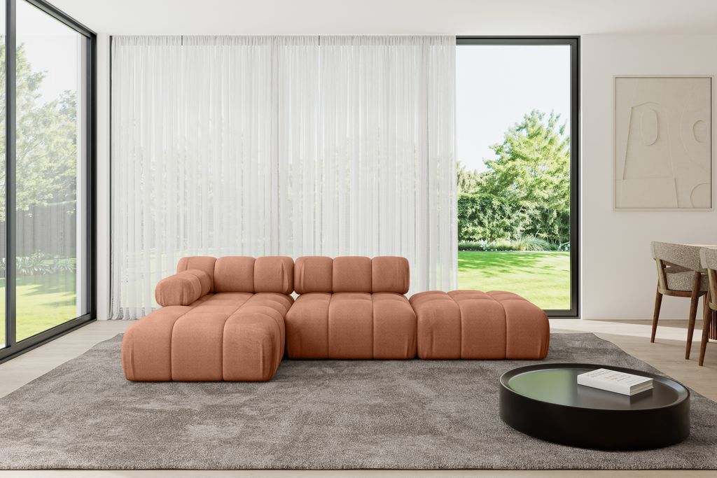 ALTDECOR Modulares Sofa Ecksofa in L-Form - Lizur-L1 - 285x160x70 cm Apricot Corner modular Sofa Eckcouch Couch Wohnlandschaft Cauchsofa Polstersofa