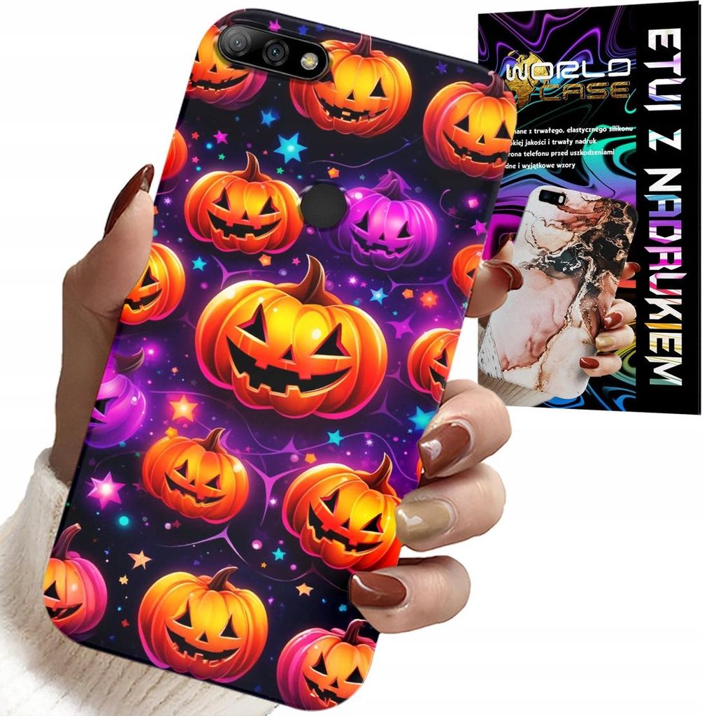 Hülle Für Huawei Y7 2018 - Halloween, Salem, Gespenstische Kürbisse, Designs