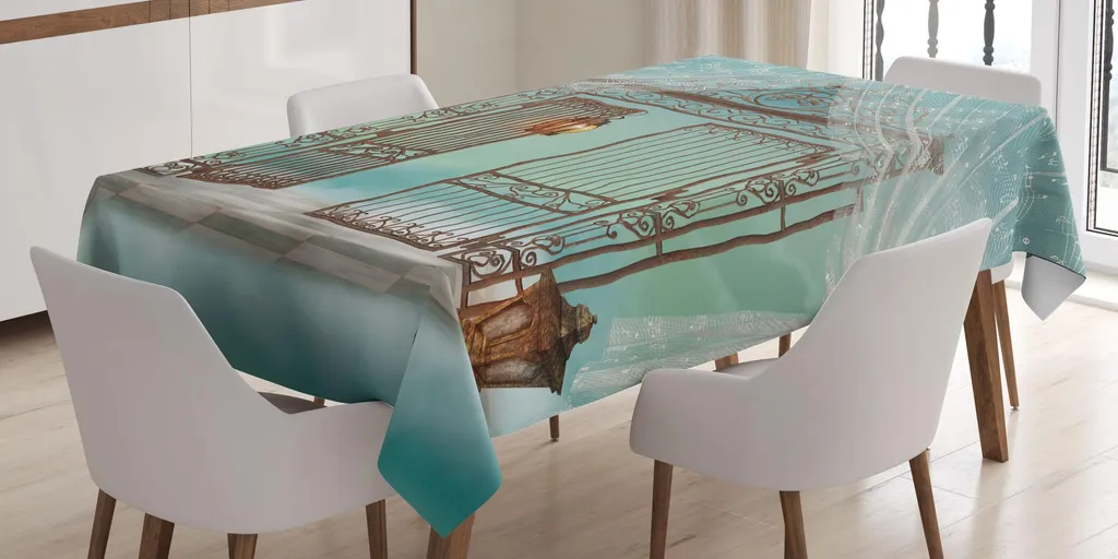 ABAKUHAUS Retro Tovaglia, Colorato Vinile Dischi Reticolo, Rettangolare per Sala da Pranzo e Cucina, 140 cm x 170 cm, Multicolore