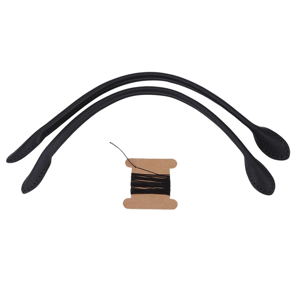 2pcs echte Leder -Beutel -Gurte Griff für DIY -Handzubehör Faden schwarz