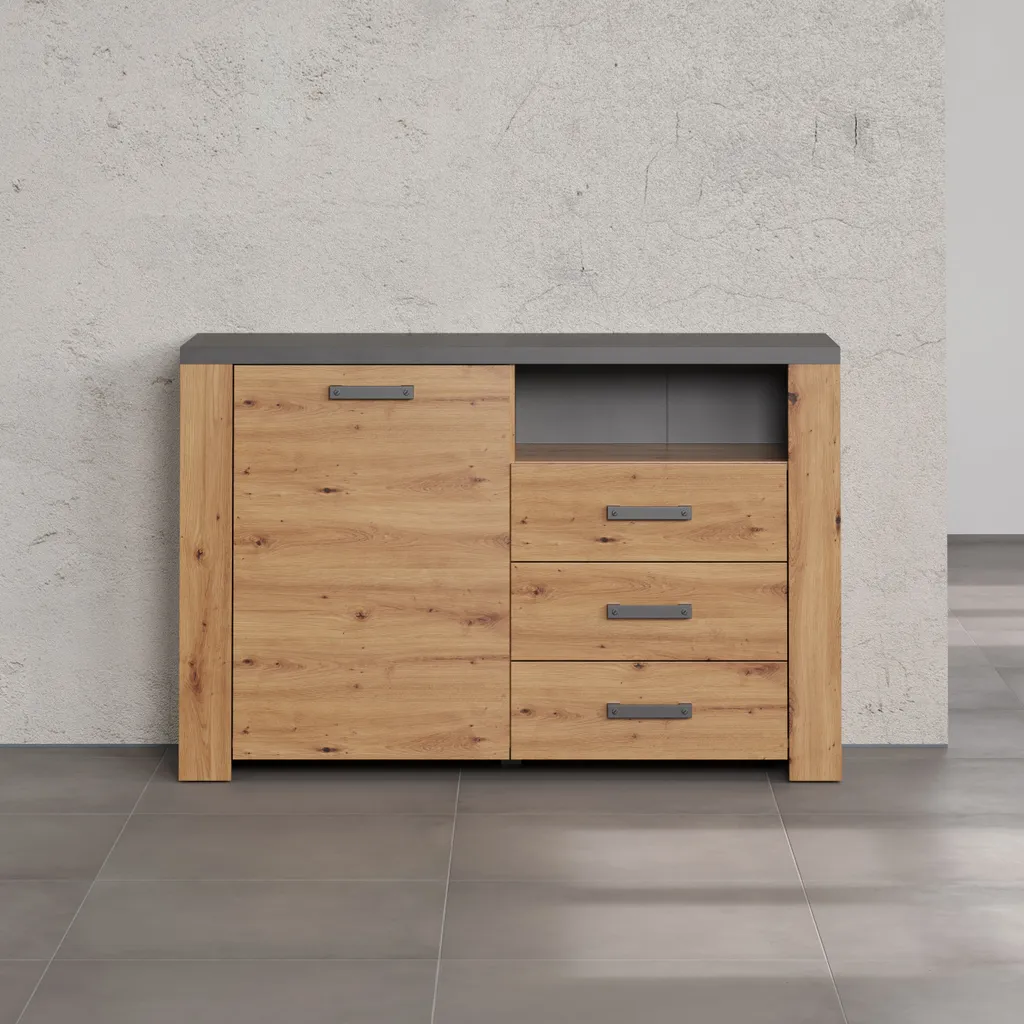 Buffet avec Finition ABS et Décor Chêne Artisan, Meuble Robuste Matera - 4