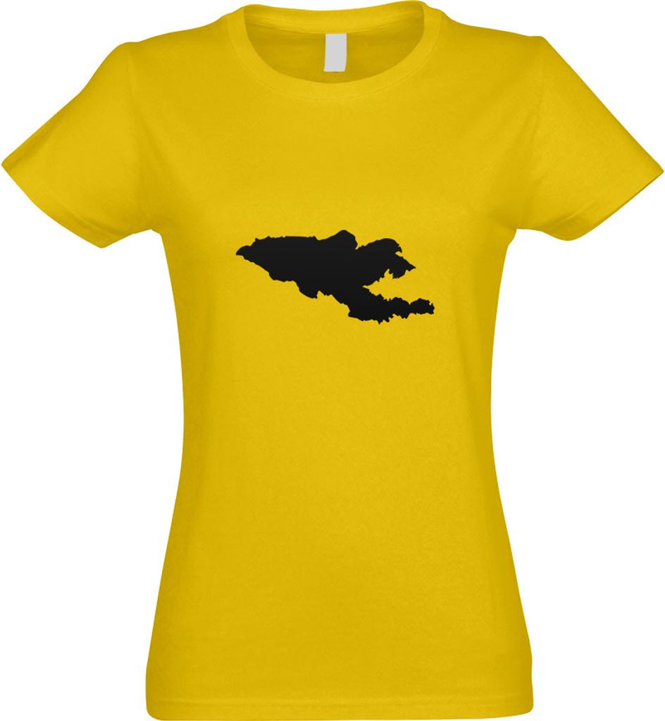 Kiwistar - T-Shirt tailliert - Damen - gelb - Kirgisistan Umriss Kontur - mit Motiv Bedruckt - Funshirt Design - Sport - Freizeit - Damen - S