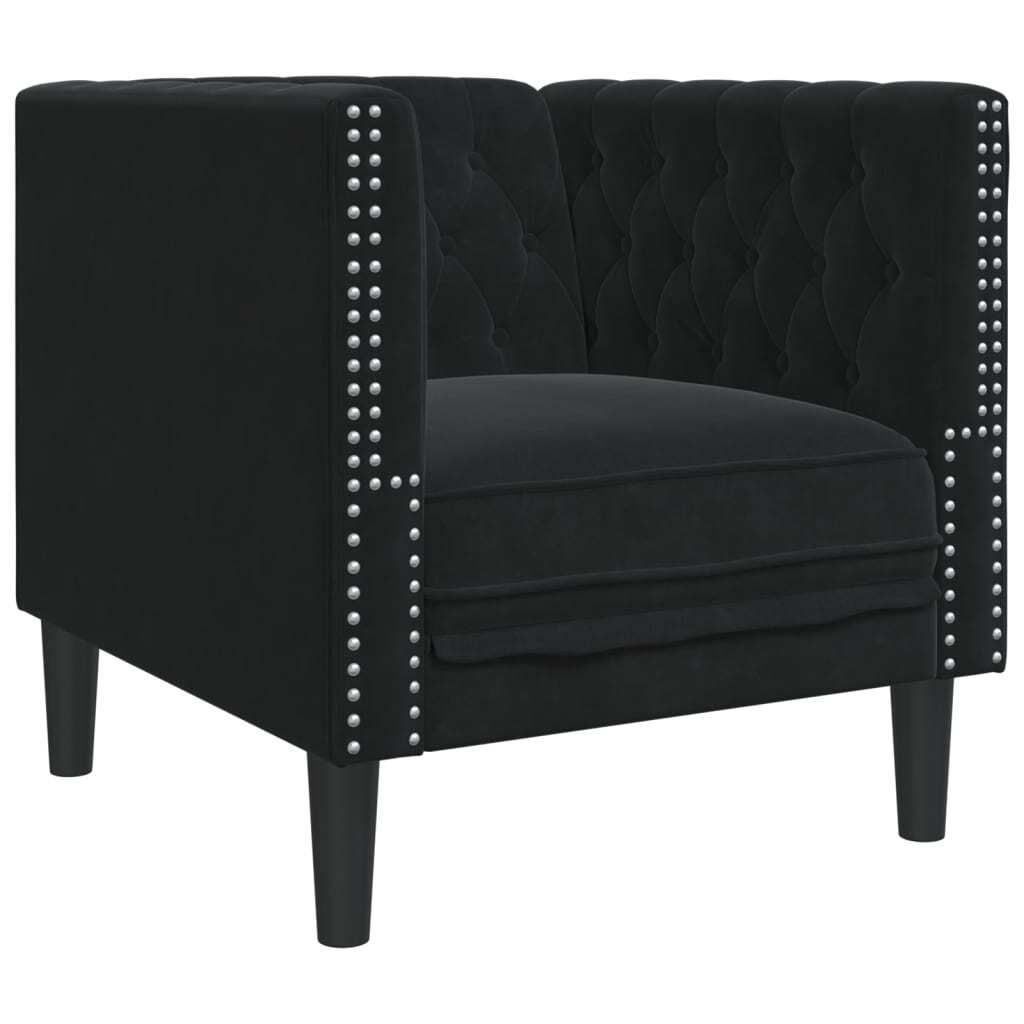 Chesterfield-Sessel Schwarz Samt