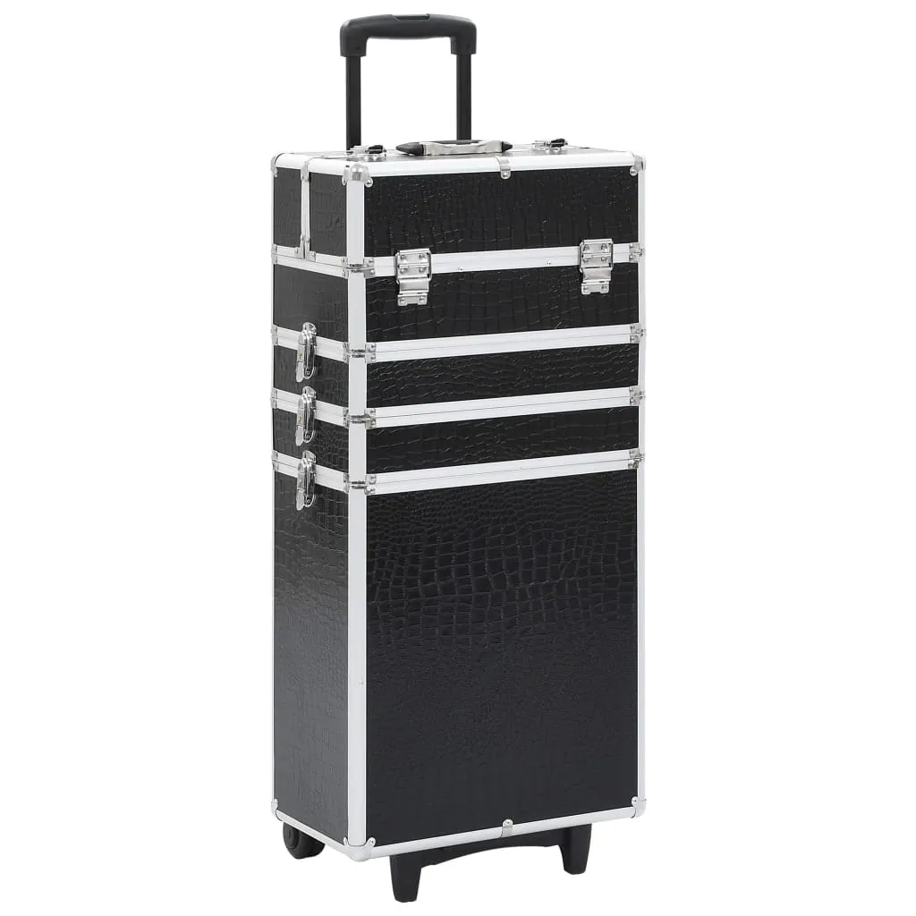 Mallette de toilette voyage en aluminium noir crocodile The Living Store