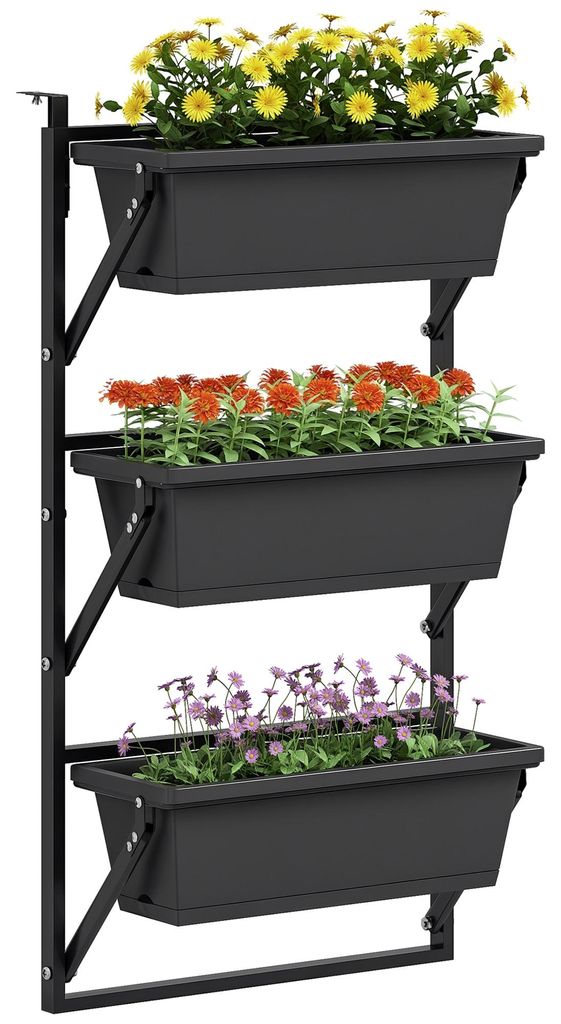 Outsunny 3er Set Blumentopf Pflanzkübel mit Löcher, 56x42 Produktbild 