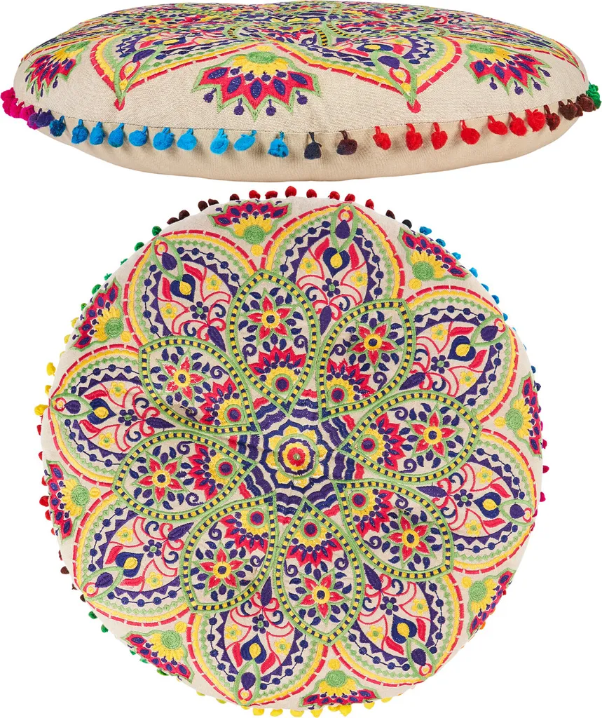 Coussin de sol boho Hakika grand format pour déco salon et terrasse