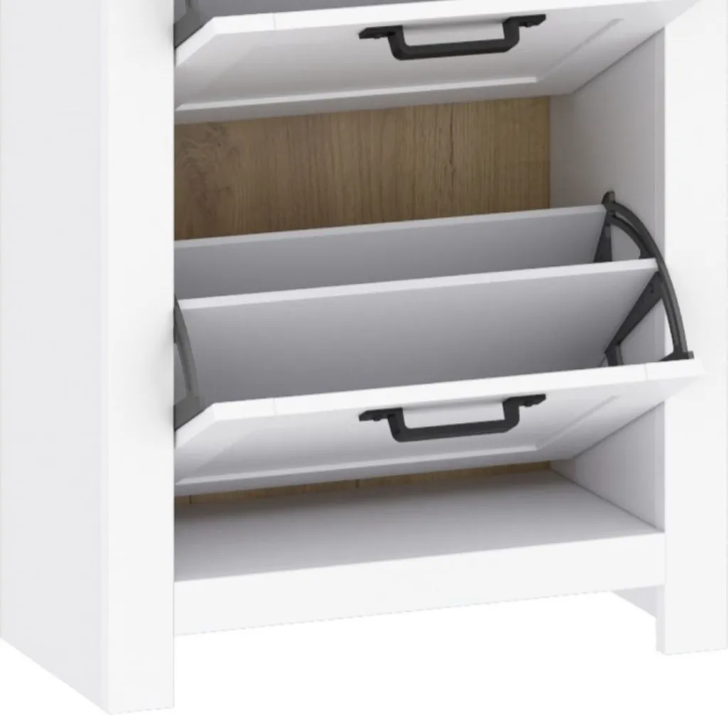 Fini le désordre : armoire chaussures TEORIA 2 blanc chêne 3 tiroirs