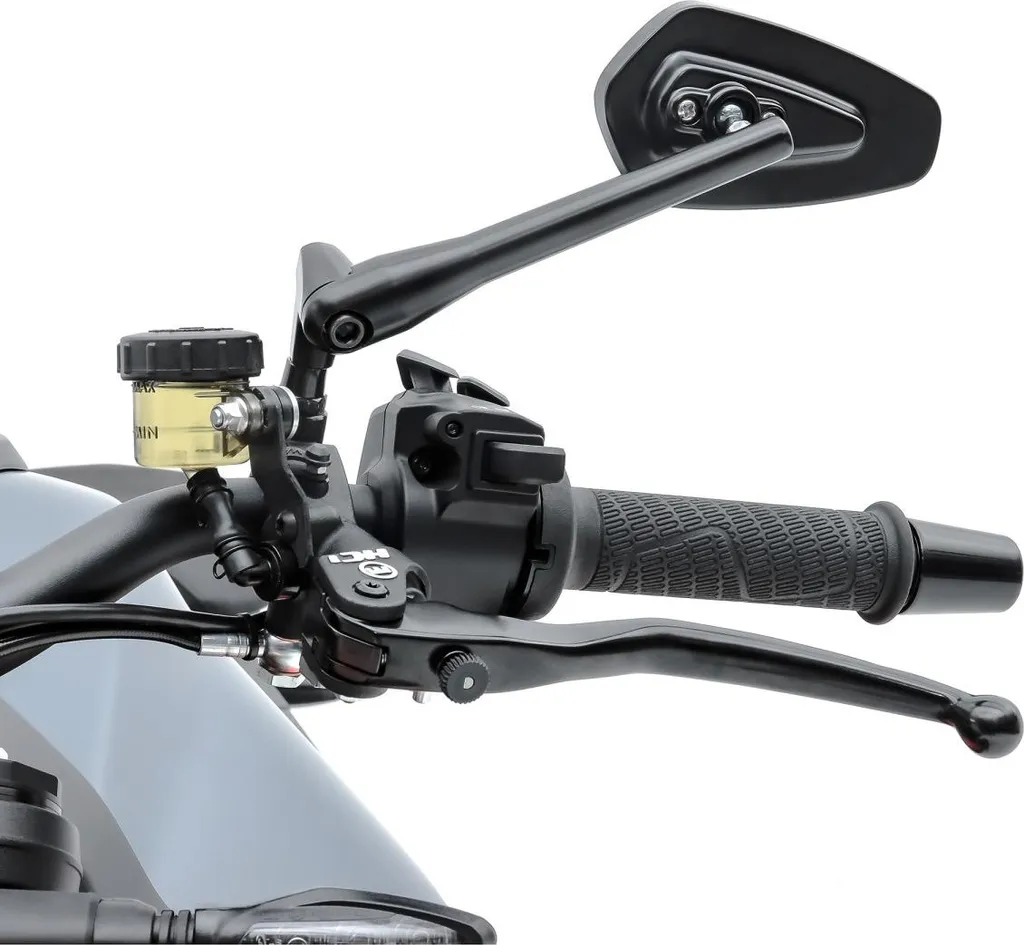 Miroir de guidon CS23 Aluminium Noir pour Moto - Rétroviseur Robuste