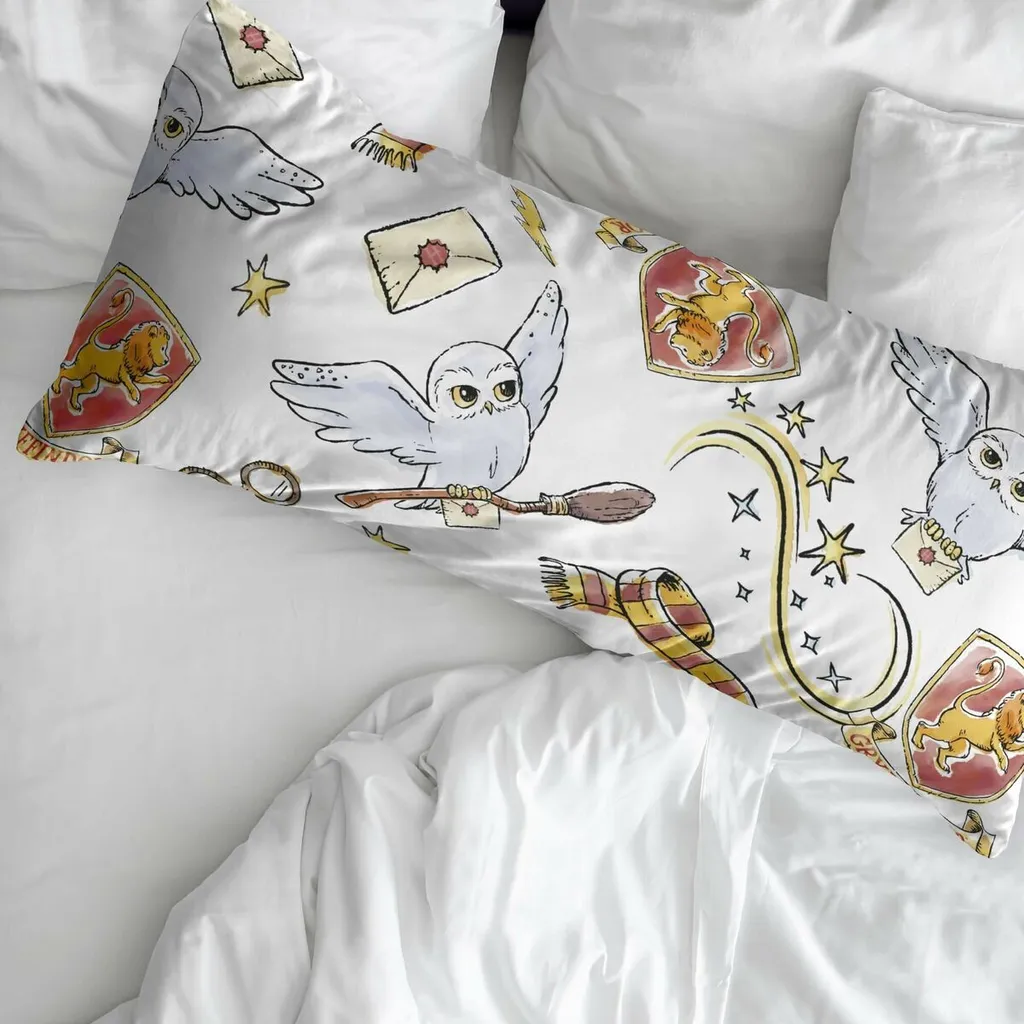 Décoration chambre Harry Potter : Taie Hedwig 45x110 cm coton premium