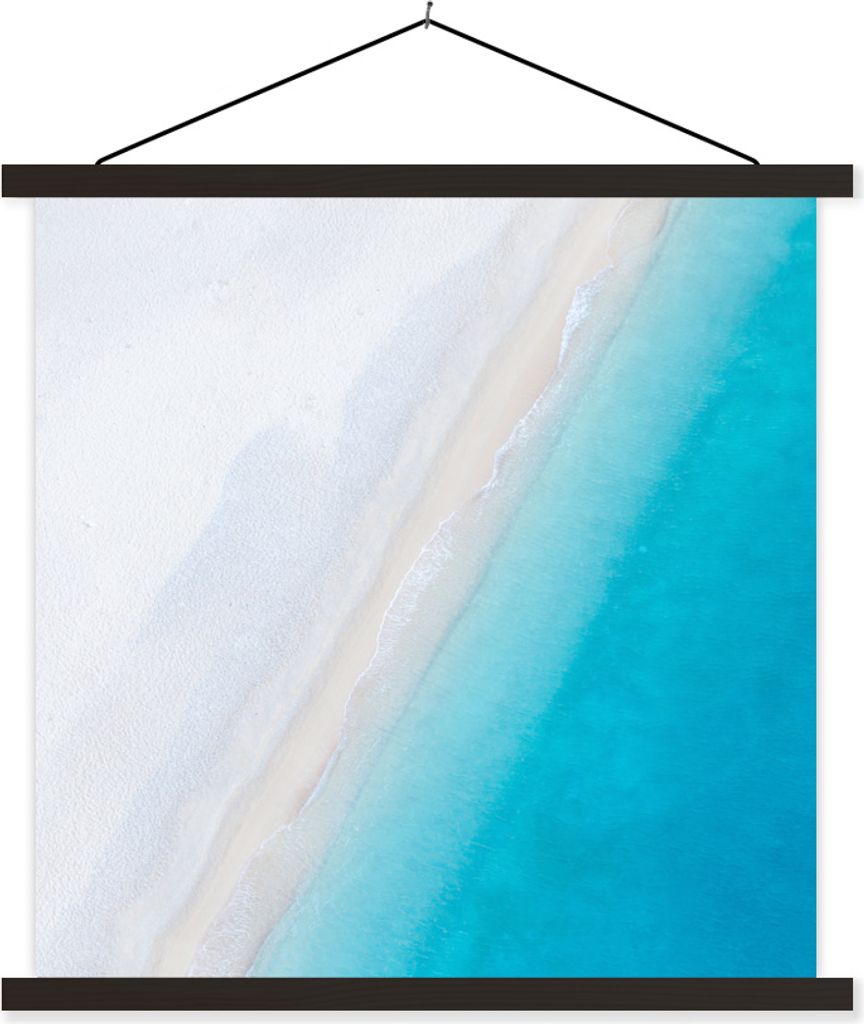 MuchoWow Textilposter Strand - Meer - Blau 60x60 cm mit schwarzem Rahmen - Posteraufhänger