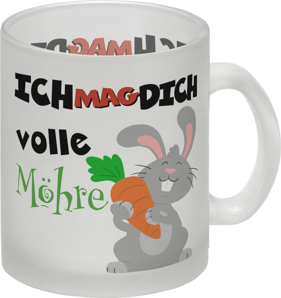Ich mag dich volle Möhre Glas Tasse mit süßem Hasen